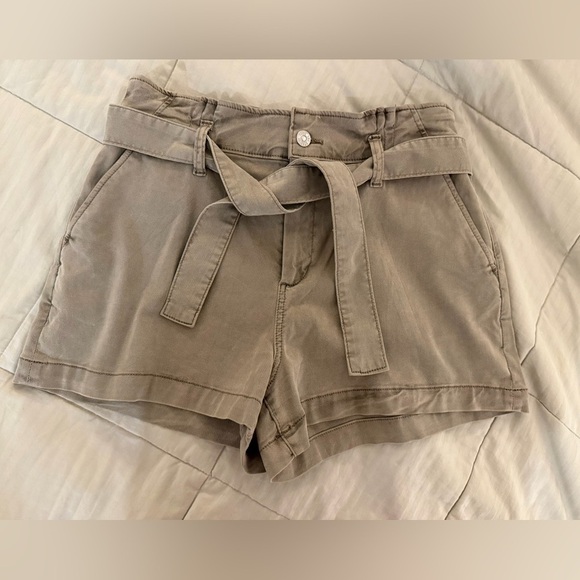 PAIGE Pants - PAIGE High Waist Tan Belted Shorts